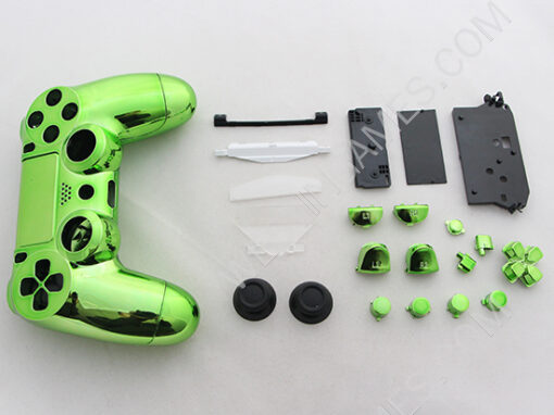 Mirror Chrome Housing Shell Case Replacement for PS4 Dualshock 4 Controller - Green