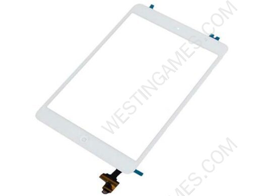 Touch Screen Digitizer Assembly with Home Button and IC Conector Chip for iPad Mini - White (OEM A+)