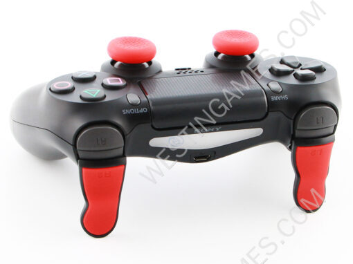 Extended L2 / R2 Trigger Cap Pro for PS4 and Pro Controller FPS Games Add-on Accessory Black+Red - Image 3