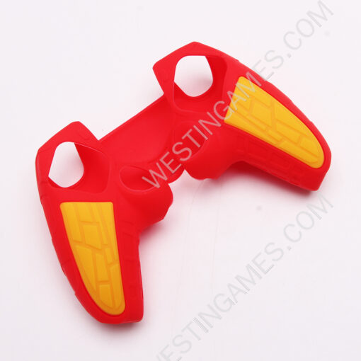 Silicone Protective Case with Particle Grip for PS5 Dualsense Controllers Red-Yellow