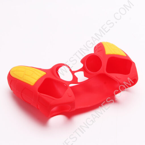 Silicone Protective Case with Particle Grip for PS5 Dualsense Controllers Red-Yellow - Image 4