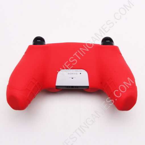 Silicone Protective Case with Particle Grip for PS5 Dualsense Controllers Red-Yellow - Image 7