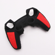 Silicone Protective Case with Particle Grip for PS5 Dualsense Controllers Black-Red
