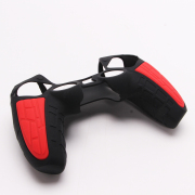 Silicone Protective Case with Particle Grip for PS5 Dualsense Controllers Black-Red 04