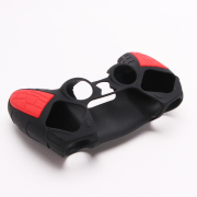 Silicone Protective Case with Particle Grip for PS5 Dualsense Controllers Black-Red 05