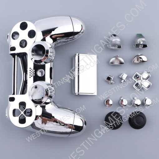 Mirror Chrome Housing Shell Case Replacement for PS4 Slim Dualshock 4 Controller - Silver