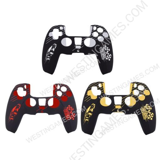 Protective Silicone Case with racing Pattern + TPU Cap for ps5 dualsense Controller 3 Colors