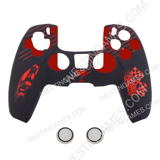 Protective Silicone Case with racing Pattern + TPU Cap for ps5 dualsense Controller 3 Colors - Image 3