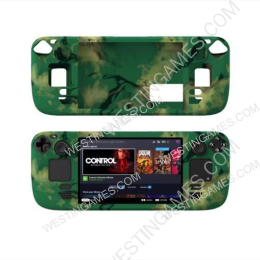 New Protective Anti-Slip Soft Silicone Skin Case for Steam Deck - Camouflage Green