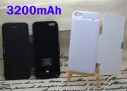 3200mAh External Backup Battery Power Pack w/ Leather Case for iPhone 5 / 5S - Black/White 02