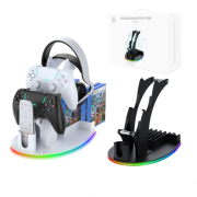 Multifunctional RGB Light Colorful Hanging Bracket Stand For PS5 Controller Headset and CD Game White
