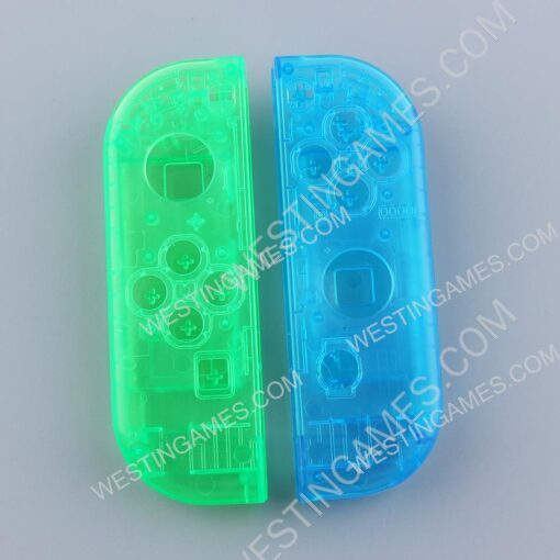 Left and Right Housing Cover Case Set for Switch Joy-con Clear Green and Blue