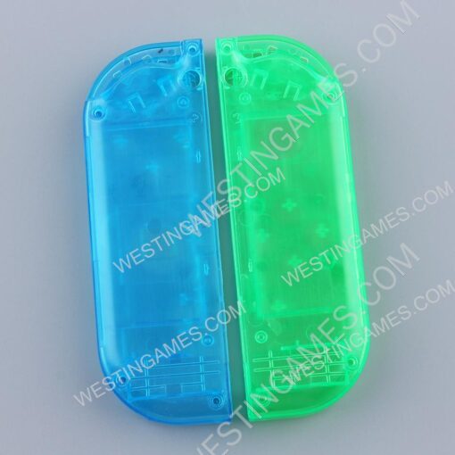 Left and Right Housing Cover Case Set for Switch Joy-con Clear Green and Blue - Image 2