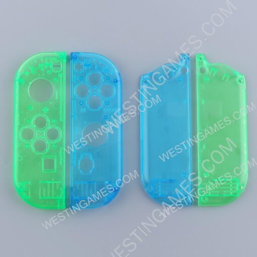 Left and Right Housing Cover Case Set for Switch Joy-con Clear Green and Blue - Image 3