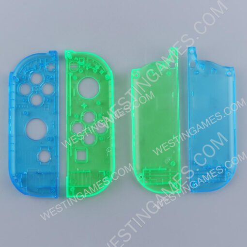 Left and Right Housing Cover Case Set for Switch Joy-con Clear Green and Blue - Image 4