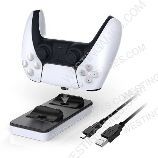 Dobe Dual Charging Dock Stand with usb charger adapter for ps5 Wireless Controller - Image 2