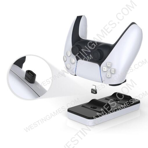 Dobe Dual Charging Dock Stand with usb charger adapter for ps5 Wireless Controller - Image 4