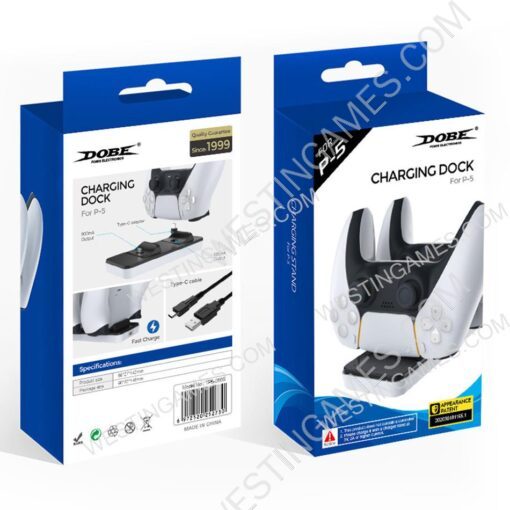 Dobe Dual Charging Dock Stand with usb charger adapter for ps5 Wireless Controller