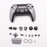Replacement Top and Bottom with Glossy Button Housing Shell Case for PS5 Dualsence 5 Controller - Grey