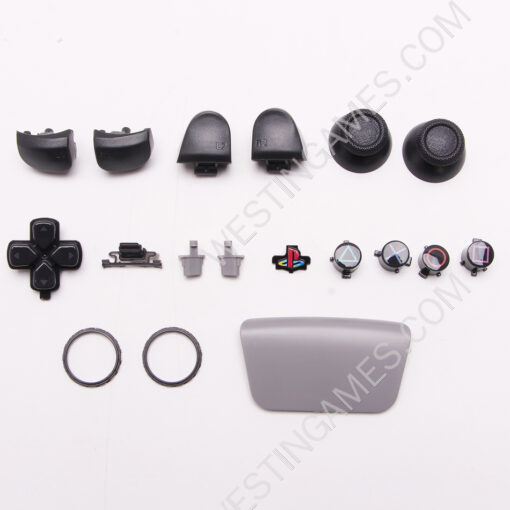 Replacement Top and Bottom with Glossy Button Housing Shell Case for PS5 Dualsence 5 Controller - Grey - Image 6