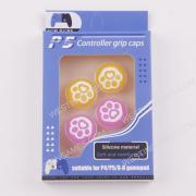 New 4in1 Night Light Cat Paw Thumb Grips Analog Caps Silicone Rubber For PS5 Yellow Purple
