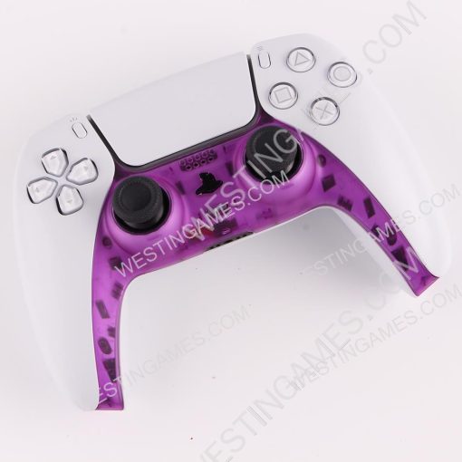 Decorative Strip Handle PC Shell Cover For PS5 Gamepad Controller - Clear Yellow - Image 4