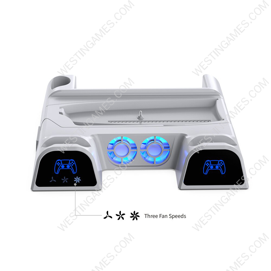 New Multifunctional Cooling Stand with Cooler Discs Slot and Controller Charging Dock RGB Light for PS5 and PS5 Slim