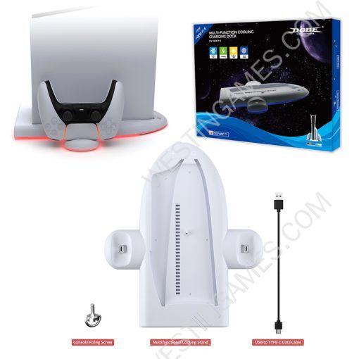 Multifunctional RGB Cooling Stand and Controller Charging Dock for PS5 Slim Console