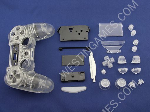 Replacement Complete Housing Shell Case for PS4 Dualshock 4 Controller - Transparent Clear