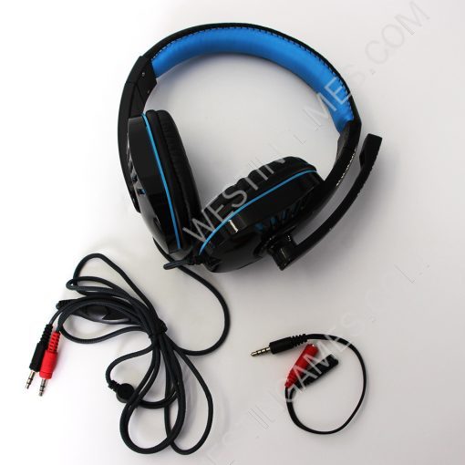 Wired Headphones With Microphone Earphones Gaming Headset For PS4 Xbox One Black-Blue - Image 2