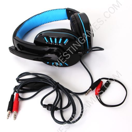 Wired Headphones With Microphone Earphones Gaming Headset For PS4 Xbox One Black-Blue - Image 3