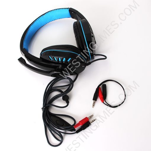 Wired Headphones With Microphone Earphones Gaming Headset For PS4 Xbox One Black-Blue - Image 4
