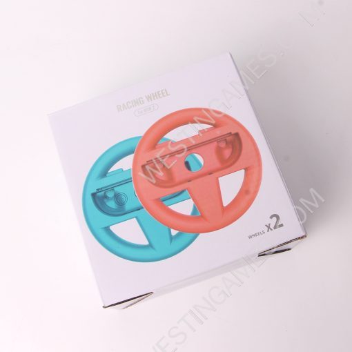 2in1 Direction Manipulate Wheel and Controller Handle Grip 2 Set for Switch OLED Joy-con Red and Blue