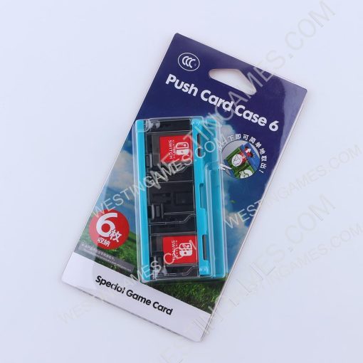 6 Slots Game Card Cartridge Push Card Case Storage Box for NS Switch Blue-Black