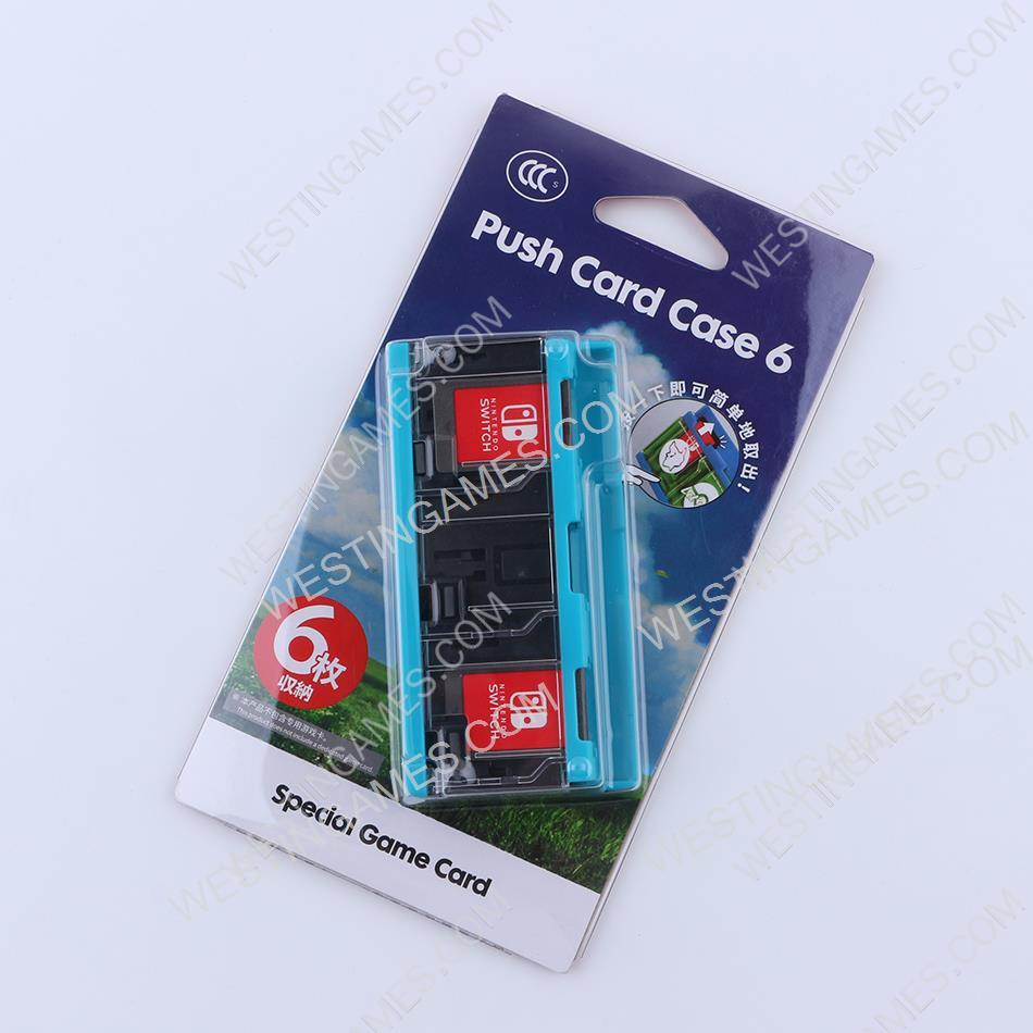 6 Slots Game Card Cartridge Push Card Case Storage Box for NS Switch Blue-Black