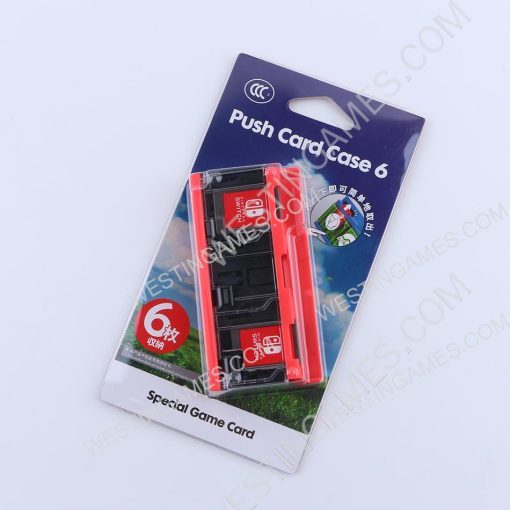 6 Slots Game Card Cartridge Push Card Case Storage Box for NS Switch Red-Black