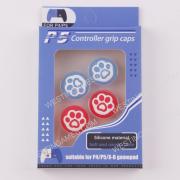 New 4in1 Night Light Cat Paw Thumb Grips Analog Caps Silicone Rubber For PS5 Blue Red