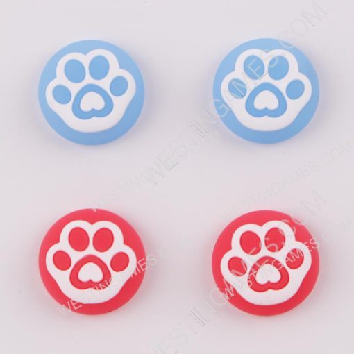 New 4in1 Night Light Cat Paw Thumb Grips Analog Caps Silicone Rubber For PS5 Blue Red - Image 2