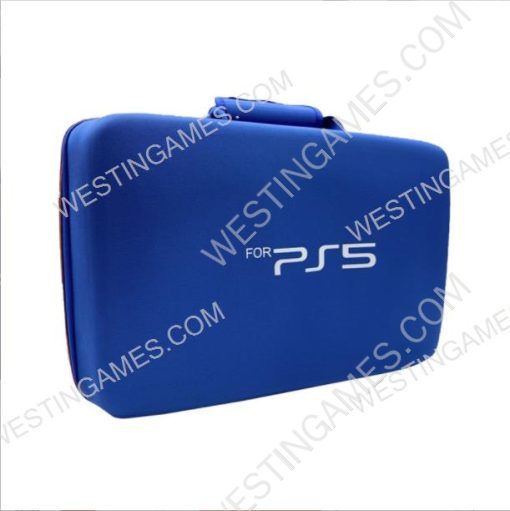 Protective Deluxe Bag Adjustable Handle Bag Travel Carrying Case For For PS5 Console - Blue