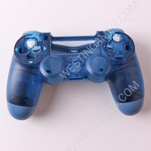Replacement Transparent Top and Bottom Housing Shell Case for ps4 Controller JDM-050 - Blue