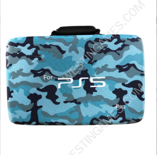Protective Deluxe Bag Adjustable Handle Bag Travel Carrying Case For For PS5 Console - Camouflage Blue
