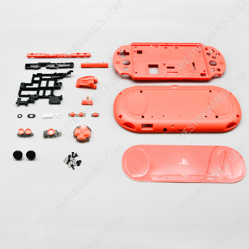 Complete Housing Shell Case with Key Button Replacement for PS VITA 2000 Red