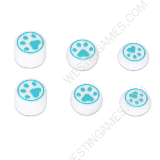 Cute Cat Claw 8pcs Silicone Analog Thumb Grips Caps for Xbox One/S/Series X S/PS5/PS4/Switch Pro Gamepad White-Blue Feet