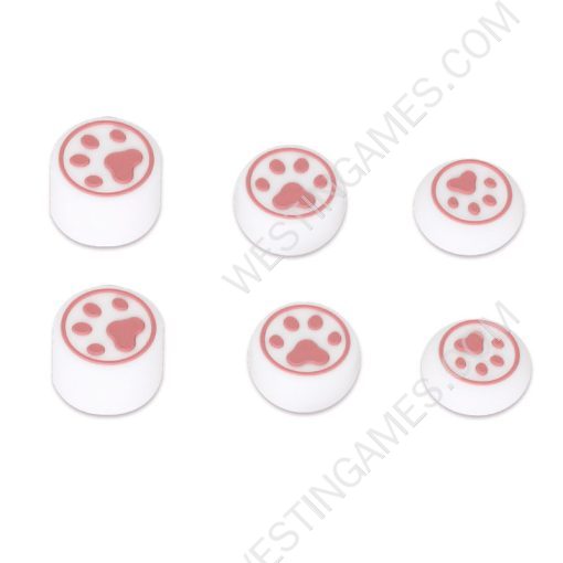 Cute Cat Claw 8pcs Silicone Analog Thumb Grips Caps for Xbox One/S/Series X S/PS5/PS4/Switch Pro Gamepad White-Pink Feet
