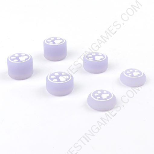 Cute Cat Claw Feet Night Light 8pcs Silicone Analog Thumb Grips Caps for Xbox One/S/Series X S/PS5/PS4/Switch Pro Gamepad Light Purple