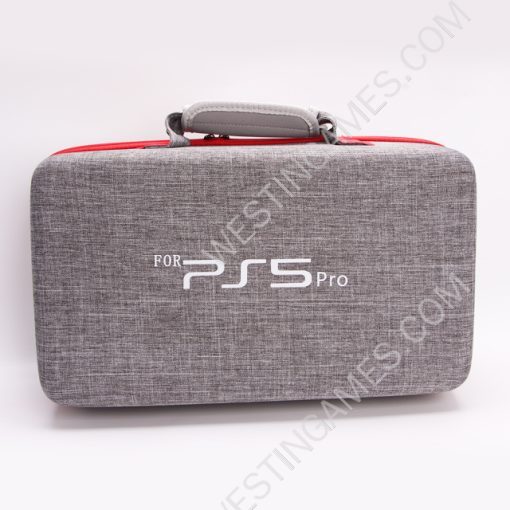 Protective Deluxe Bag Adjustable Handle Bag Travel Carrying Case For For PS5 Pro Console - Grey
