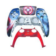 Replacement Fashion Top Cover with Touch Pad and Decorative Strip Housing Case for PS5 v2.0 v3.0 Controller - Iron Man