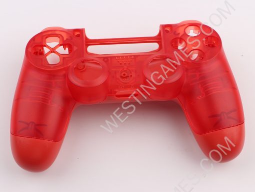 Replacement Top and Bottom Housing Shell Case for PS4 Controller JDM-040/050 - Clear Red