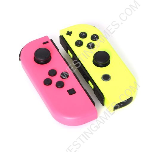 Wireless Bluetooth L/R Joycon Game Controller Support Fitness Ring with Hand Wrist for NS Switch - Pink and Yellow