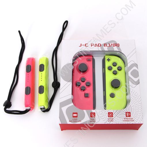 Wireless Bluetooth L/R Joycon Game Controller Support Fitness Ring with Hand Wrist for NS Switch - Pink and Yellow - Image 5